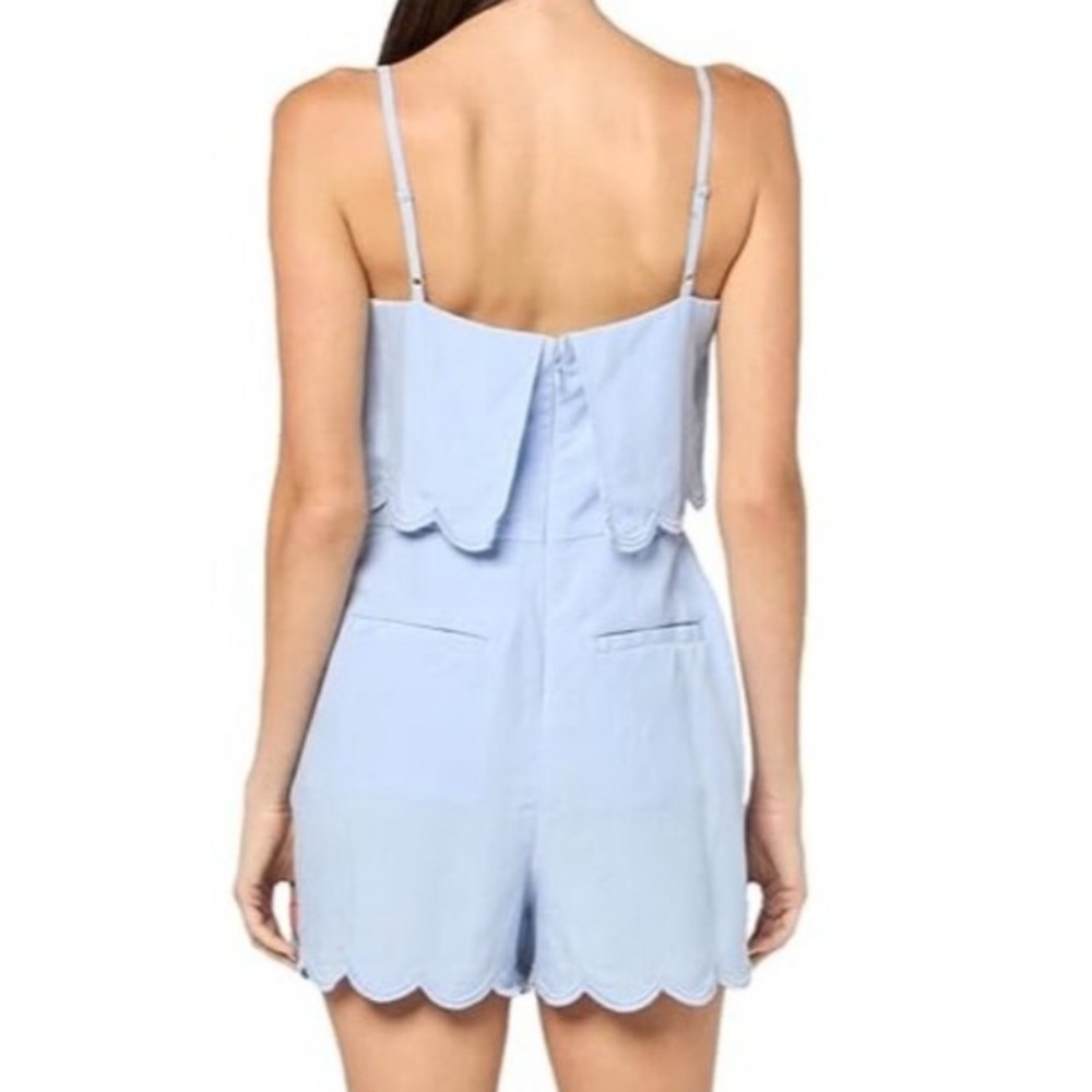 Club Monaco Light Blue Scalloped-Hem Romper